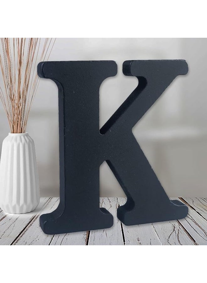 MIRFA Wooden Free Standing Decorative Letter Slices - Black - 6inches (K) - Image 1